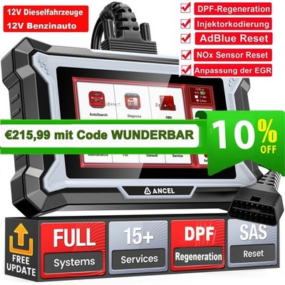 ANCEL DS200 Profi KFZ Diagnosegerät Auto OBD2 Scanner ALLE SYSTEM DPF AdBlue NOx