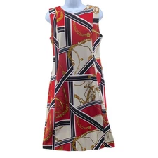 Equestrian Horse Riding Dress Size 10 Red Blue Gold Shelby Palmer Sheath