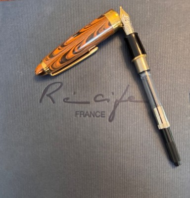 NOS Recife Ebonite Brown/Black swirl Fountain Pen with 18k gold nib original box