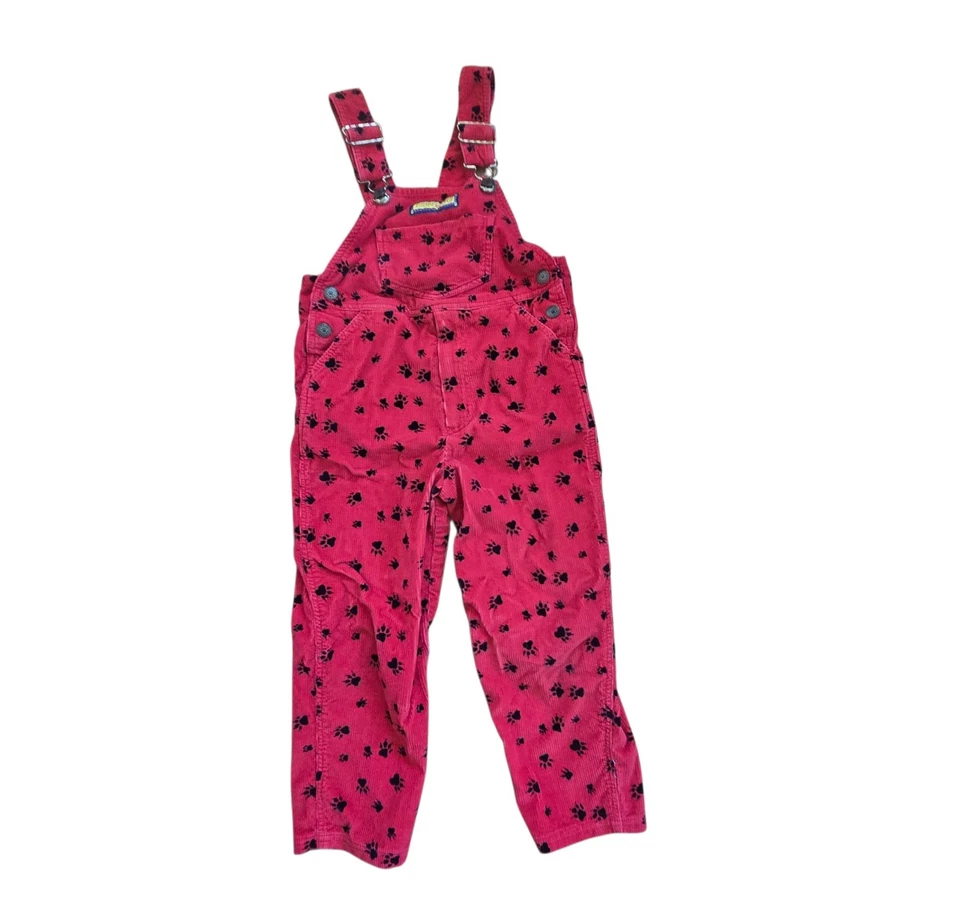 Mono de pana rojo vintage de Disney El Rey León talla 5 estampado de patas negras Foto 3 de 4