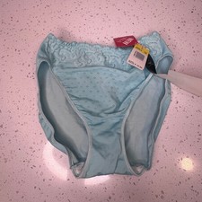 VTG Olga Simply Perfect Eyelet Hi-Leg Brief Panties Sissy Lace Trim 20020 Large