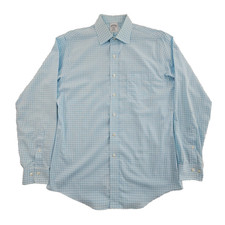 Brooks Brothers Regent Shirt Size 15 1/2 - 4/5 Blue Check Button-Down EUC Luxe