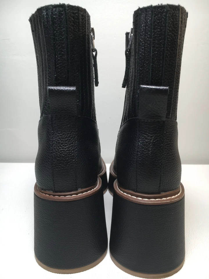 DV Dolce Vita Wedge Boots Womens Size 7 Black Leather Ankle Fashion Bootie - Image 4 of 4