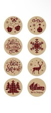 40 PCs Round 1  Christmas Stckrs Red Plaid Rustic Brown Business Envelope Seals