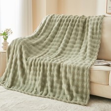 NEWCOSPLAY Throw Blanket for Couch Sage Green Super Soft Flannel Fleece 3D Bu...