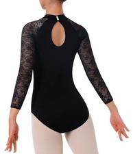 Womens Lace Leotard Dance Ballet Tank Crisscross Back Gymnastics Dancewear