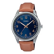 Casio Men s Analog Watch with Blue Dial and Leather Strap - MTP-V005L-2B4UDF