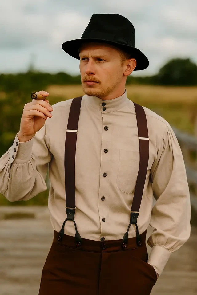 Shirt Steampunk Victorian Cosplay Costume Mens Seigneur Linen Gothic Shirt - Image 4 of 4