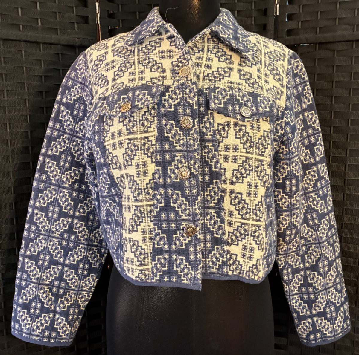 Flashback AZTEC TAPESTRY CROPPED JACKET Medium Na… - image 1