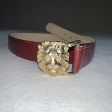 Vintage Anne Klein For Calderon Belt Lion Head Buckle Small 8606 Red