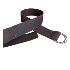 Extra Wide Leather Cinching Belt Dark Brown Whipstitch Detail M/L