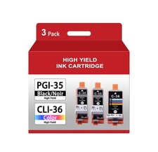 Sehiran PGI-35 CLI-36 Ink Cartridges 2 Black, 1 Color, 3-Pack Replacement for