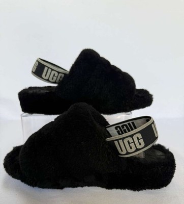 UGG Fluff Yeah Slide Slippers Black Women s 7 EU 38 Shearling