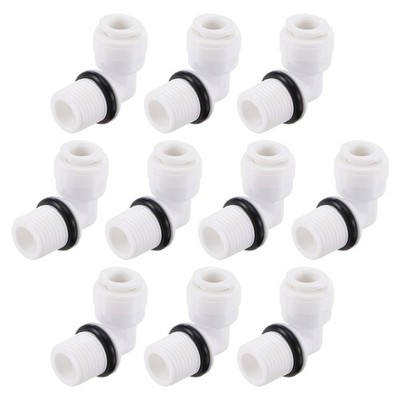 10 x Quick Connector L Type G1/4 Male Thread to 1/4'' Elbow 29x27mm White Black