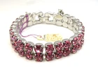 Vtg. Rhinestone Pink Crystal Costume Jewelry Bracelet Art Deco - 01