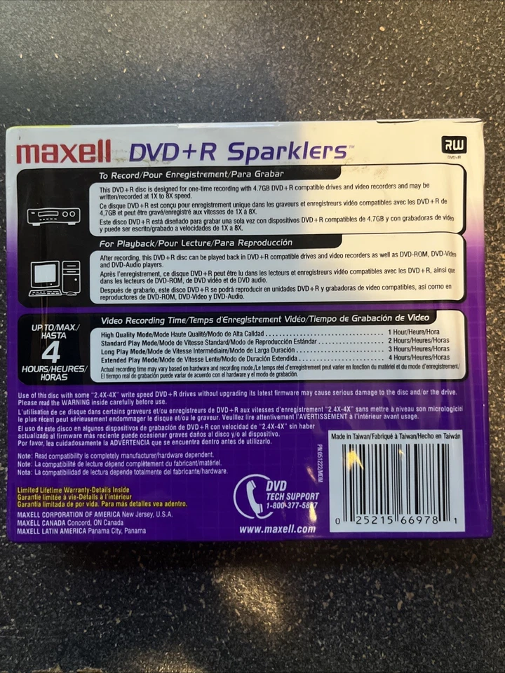 Maxell DVD+R Sparkler 5-pack Blank Media - New in Package Free Shipping - Image 2 of 2