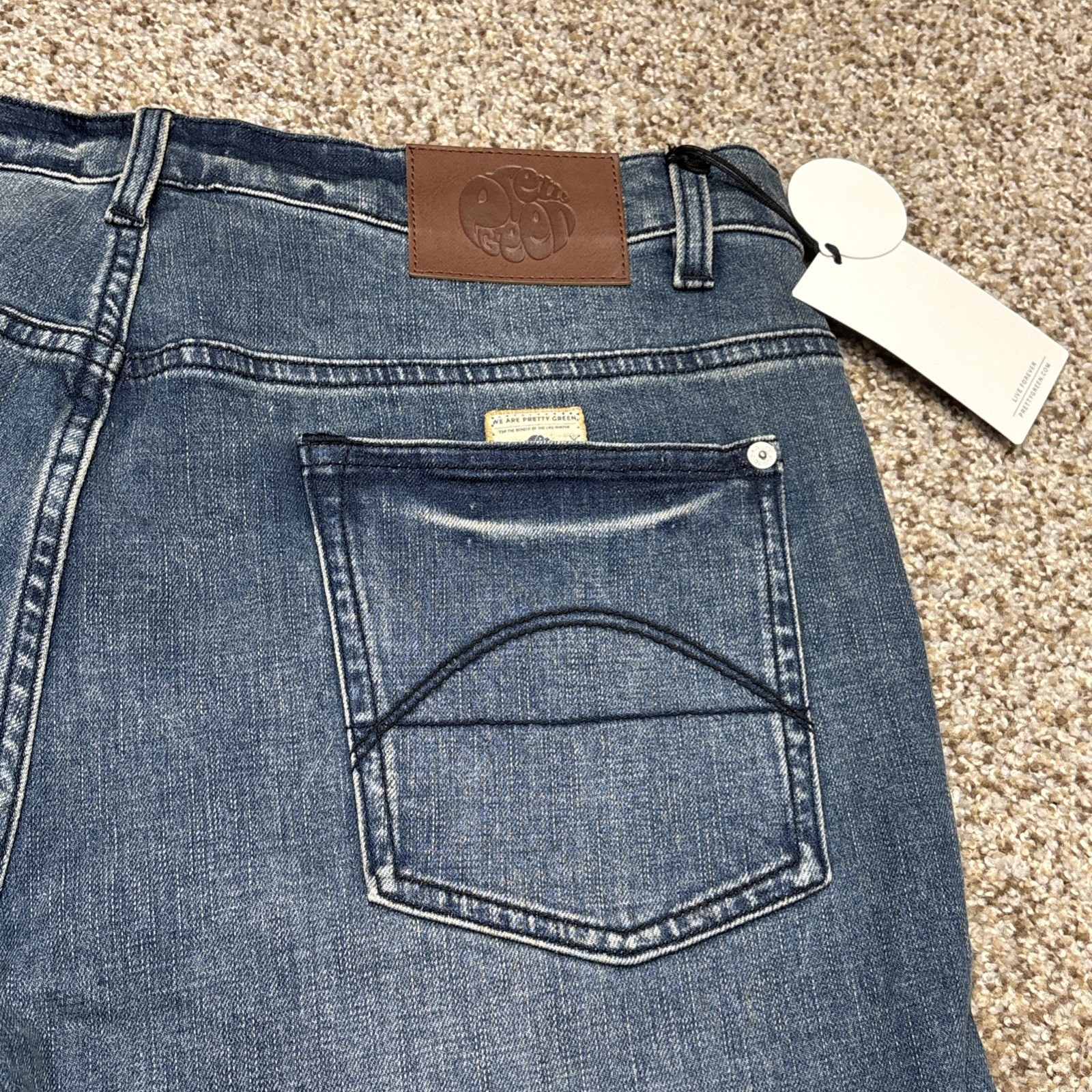 Pretty Green Jeans 36x32  Denim Burnage Regular Fit Button Fly New Fits 35 X 31 - View 22