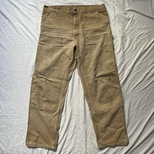 CARAHARTT B01 USA Made Men’ 38x30 Brown Duck Canvas Double Knee Carpenter Pants