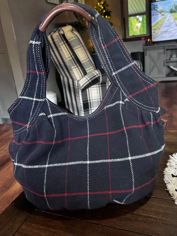 Bolso Hobo American Eagle a Cuadros Azul Marino Cartera a Cuadros Bolso de Hombro Súper Lindo Foto 3 de 4