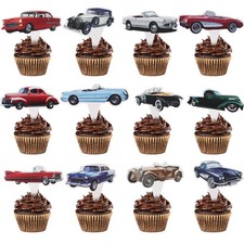 24 Pcs Vintage Car Cupcake Toppers Vintage Classic Car Party Decoratio