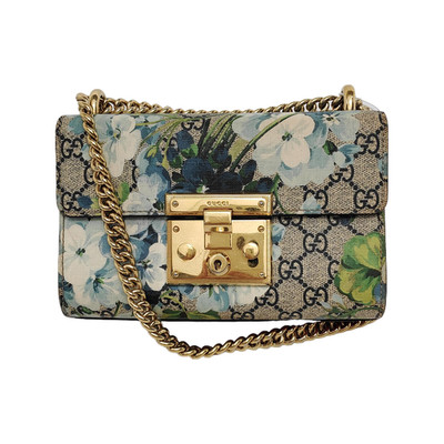 Gucci Padlock Metal Lock Buckle Bag GG Blooms Logo Geranium - Good #34QL07
