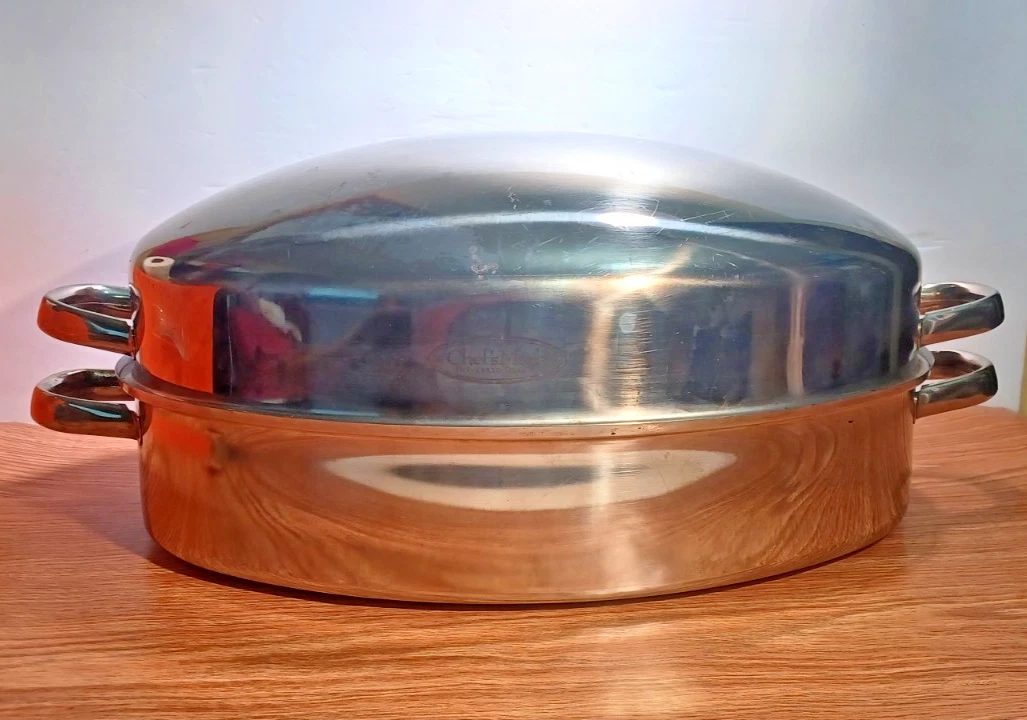 Stainless Steel Large Roaster Domed Lid with Rack Chef's Mark Preferred Quality