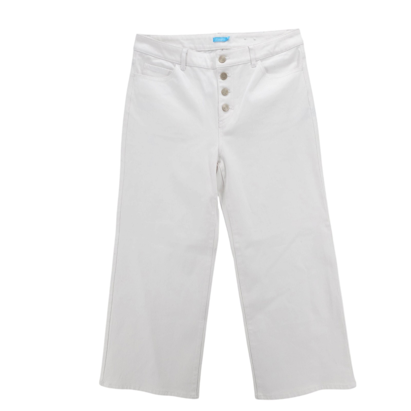 NWOT J. McLAUGHLIN Loris White Wide Leg Button Fly Cropped Stretch Jeans Size 10