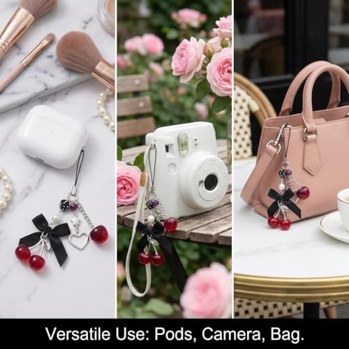 Phone Charms Strap Cute Cherry CellPhone Straps Aesthetic Pink Red Cherry Apple - Picture 3 of 8