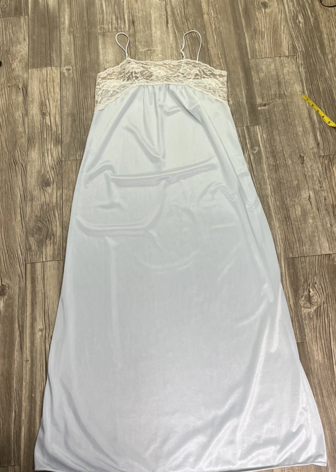 UNDERCOVER Abito da notte vintage sottocoperta nylon slip dress lingerie blu corpetto pizzo taglia M