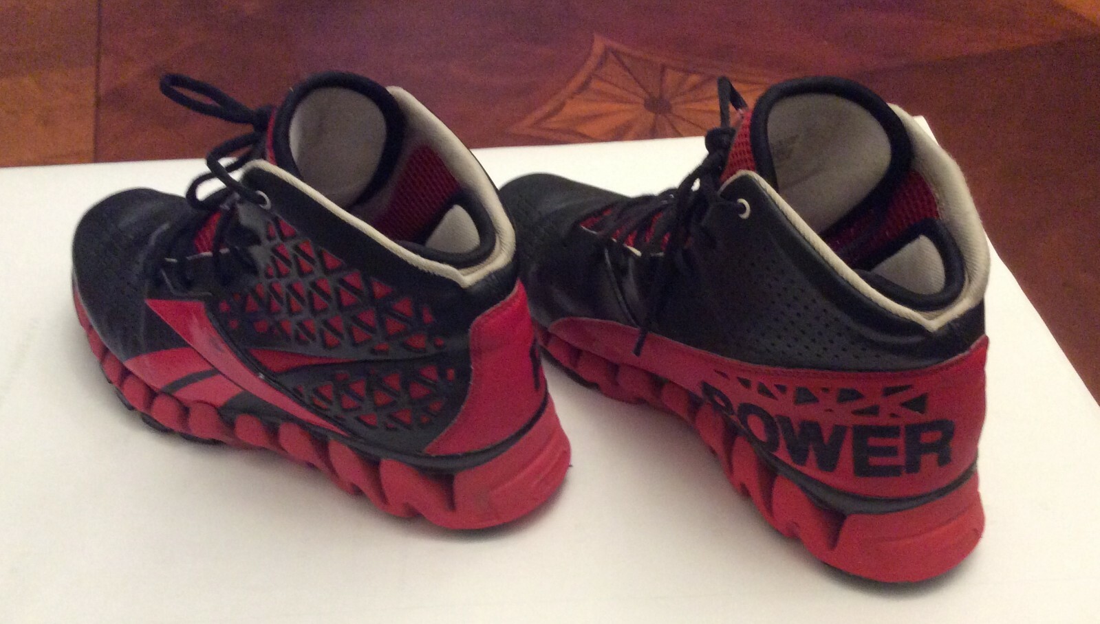 Reebok Custom Zigtech Mens 7.5 Red Black White Basketball Shoes