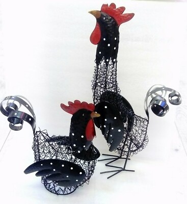 Deko Set Hahn und Huhn aus Metall