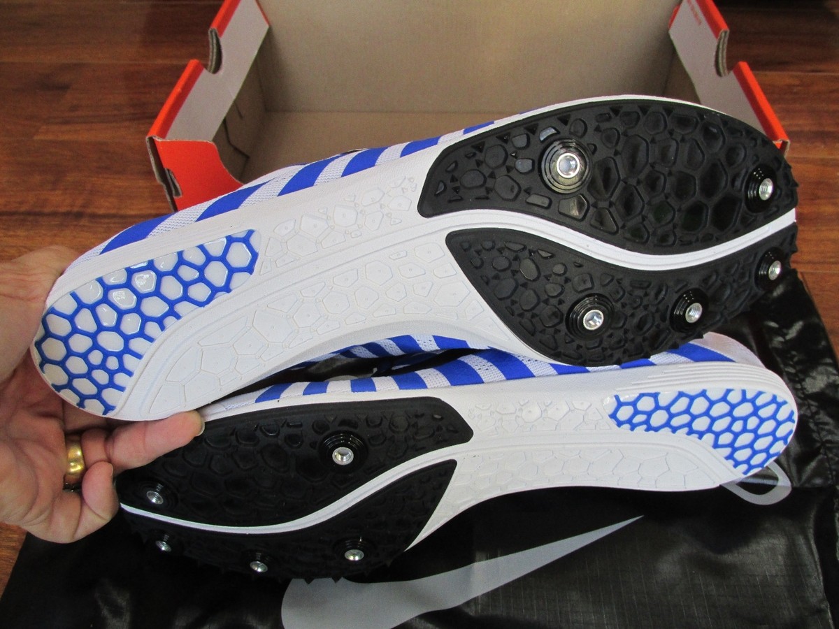 NEW NIKE Zoom D Track Shoes MENS 12.5 White Black Blue 