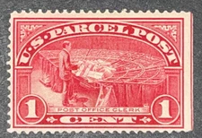 TRAVELSTAMPS: 1913 US SCOTT #Q1 ,1c PARCEL POST OFFICE CLERK MNH MINT OG