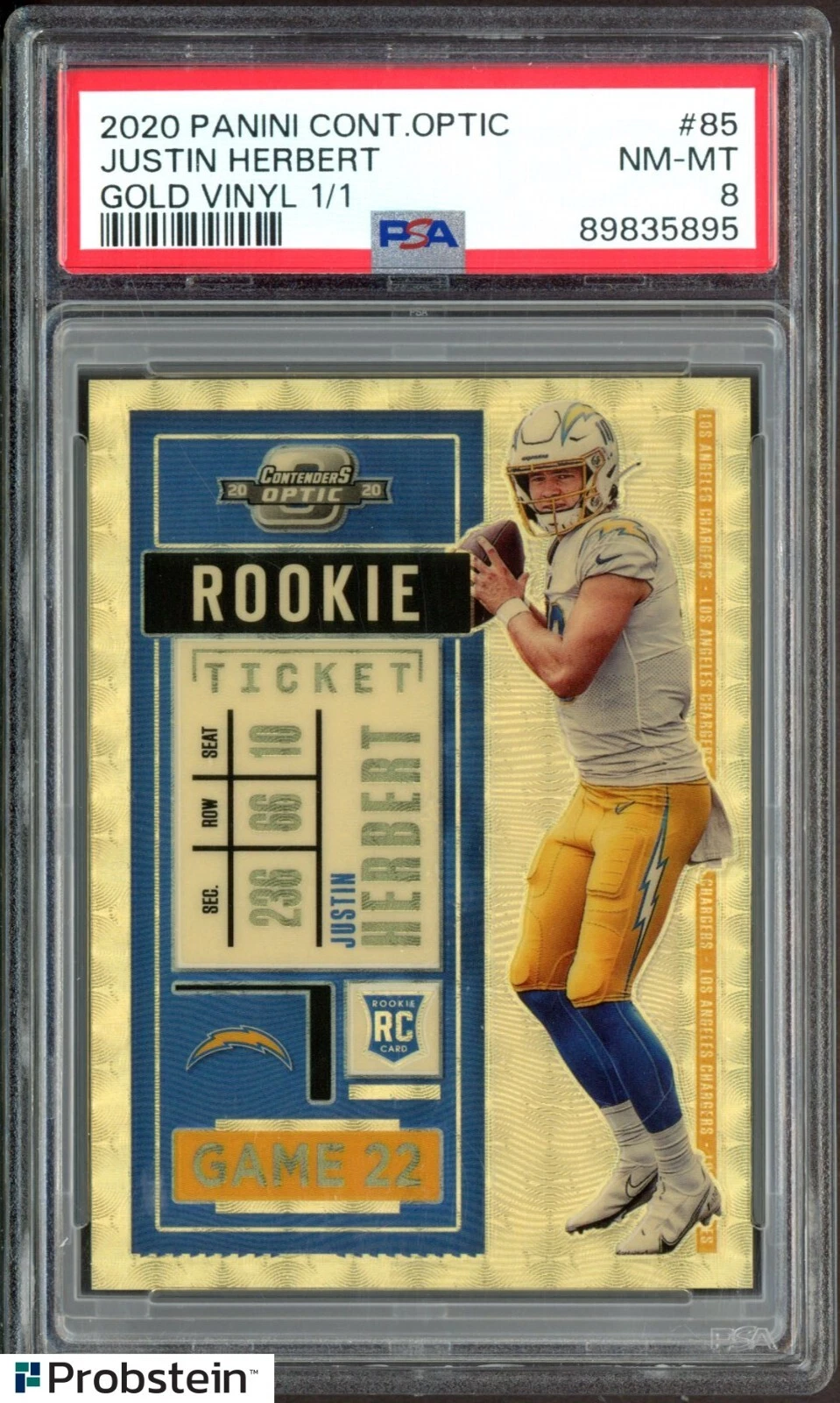 Justin Herbert Panini Contenders Optic #85 Gold Vinyl 1/1
