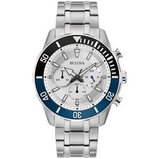 Bulova Men's Classic Quartz Chronograph Silver Stainless Steel Watch 44mm 98A257 - Image 1