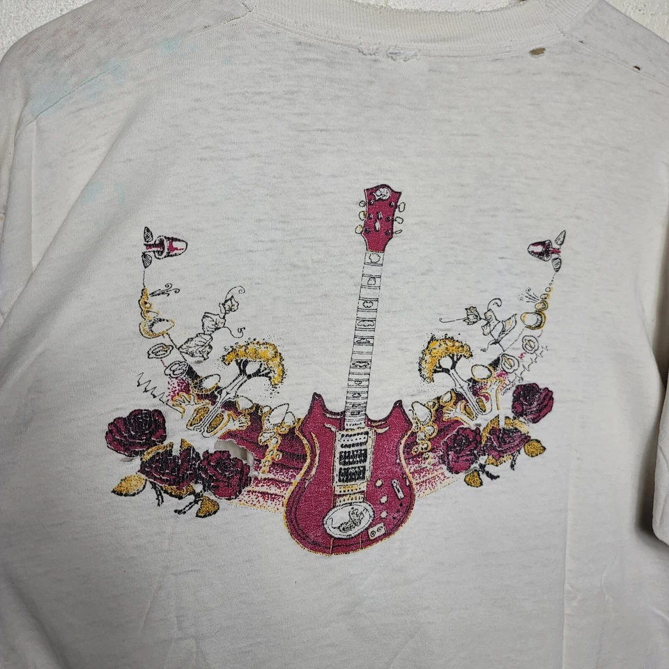 Vintage 80s The Jerry Garcia Band Grateful Dead Skull Mushroom Thrashed Shirt XL - Image 4 of 4