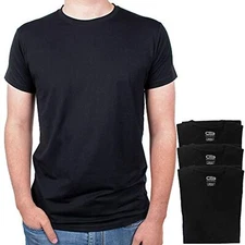 GOLBERG G Mens 3 Pack, Crew Neck Undershirts Ultra Soft Comfort, Black, Small