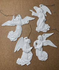 Vintage F F FITZ FLOYD Porcelain Christmas Angel Ornaments, Set 4 In Box, Japan