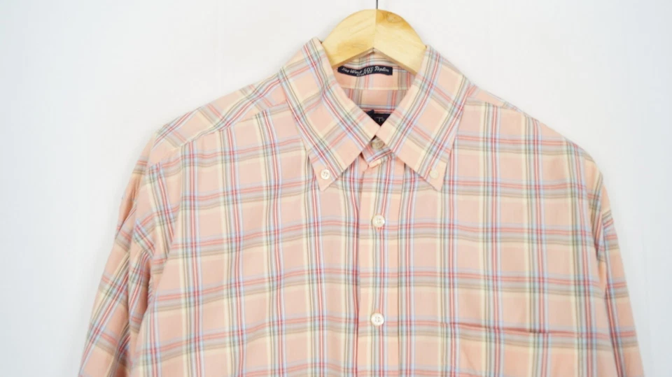 Camisa de hombre GANT talla XL AÑOS 50 vestido de popelina calce naranja cuadros algodón ma10636 Foto 4 de 4