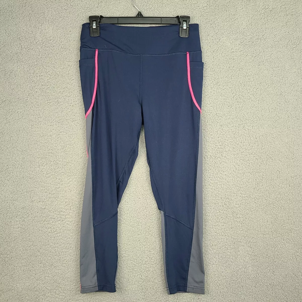 Avia Yoga Pants Womens Sz Medium Blue Gray Side Pockets Capri