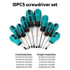 10Pcs Magnetic Screwdriver Set Demagnetizer Tool Phillips Flat Head Screw driver
