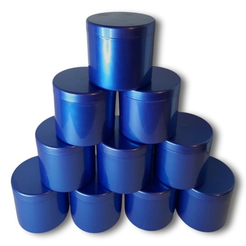 10x Empty Noxzema Plastic Containers Lot DYI Arts & Crafts Metallic Blue Storage