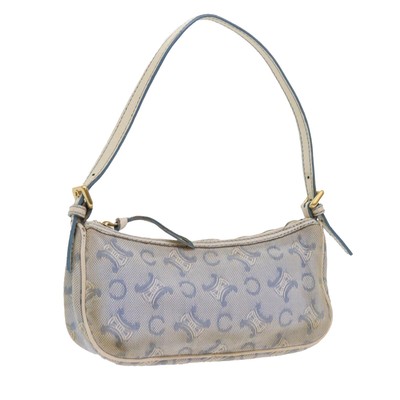 CELINE C Macadam Canvas Accessory Pouch Light Blue Auth bs9099