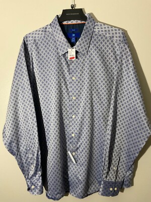 Egara Diamond Mens Warehouse Print Dress Shirt Non Iron Slim Fit XXL
