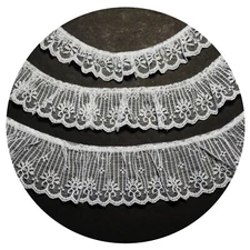 Lily 1",1.75",2.25" White Floral Ruffled Raschel Lace Trim Wholesale Lot Notions