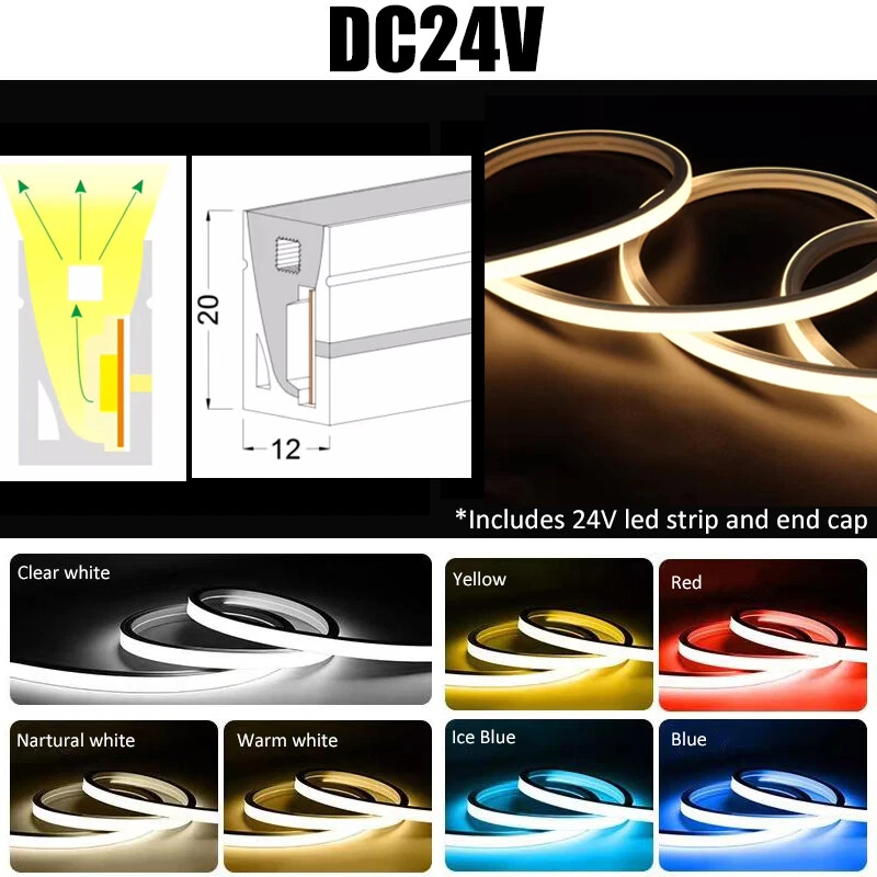 24V 12*20mm Side View Waterproof LED Neon Light Strip Silicone Outdoor Bar Decor
Opens in a new wind