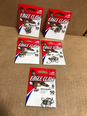 Eagle Claw 181A-6 Bronze LURE HOOK Size 6. Lot of 5
