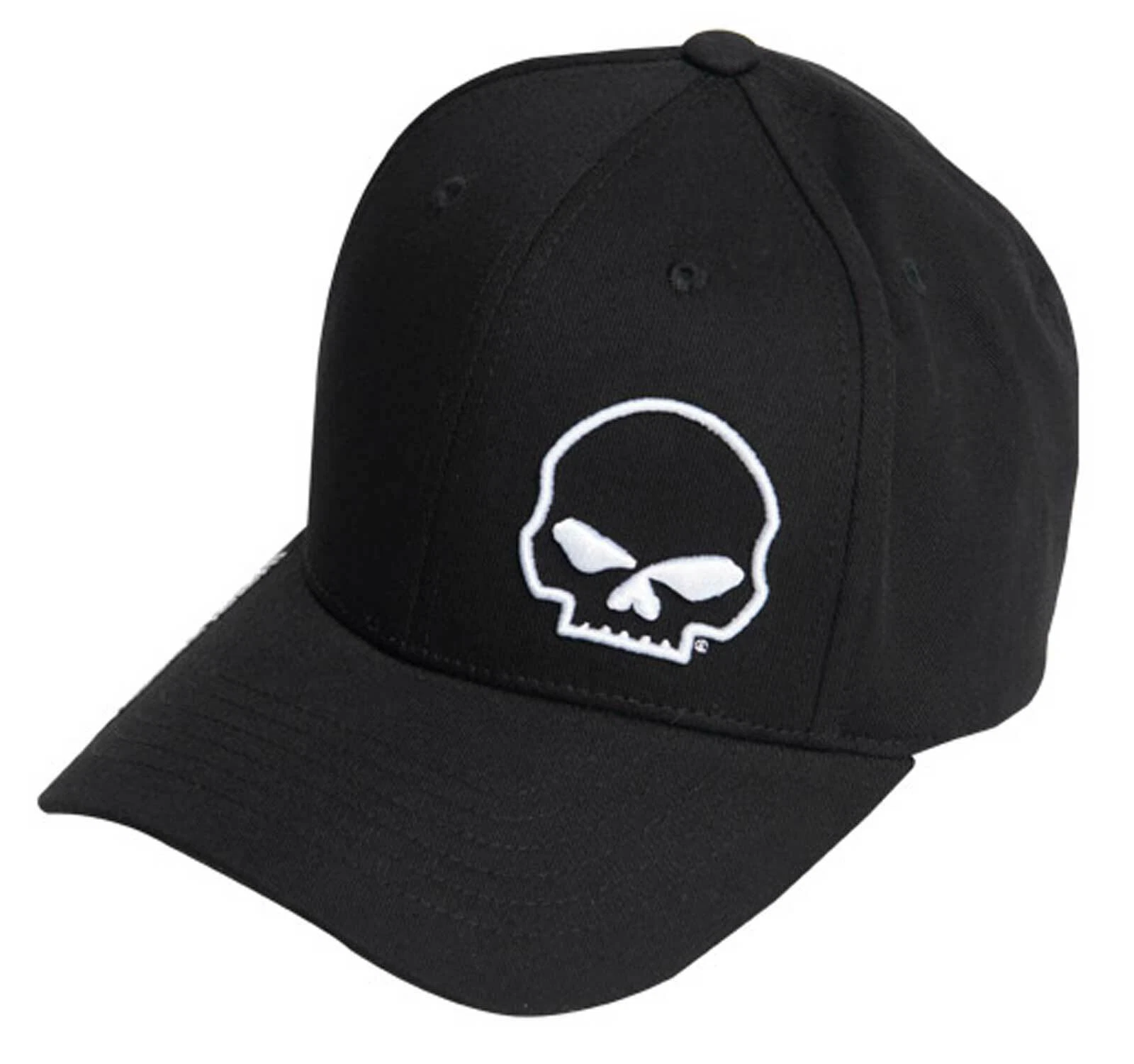 Harley-Davidson Men's Crooked Skull Curved Bill Stretch Fit Baseball Cap - Black