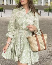 Green Tie Paisley Dress Size L