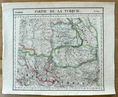 Original antique map Vandermaelen 1827 Europe Turquie Romania Serbia Montenegro